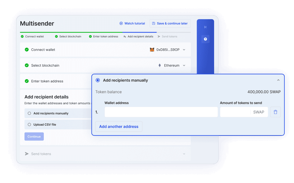 Recipient Address and Token Configuration Tool