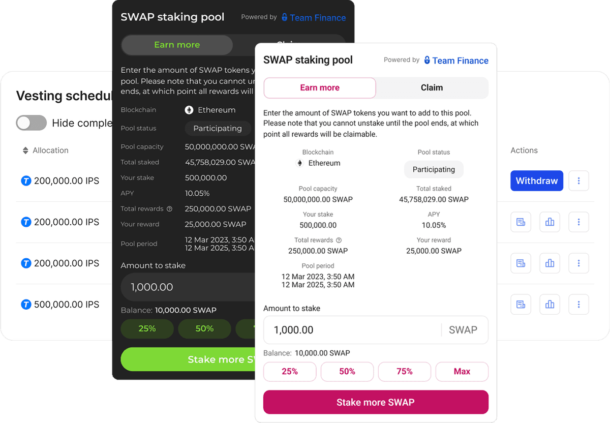 Team Finance white label dashboard preview