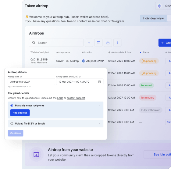 Token airdrop service and tool